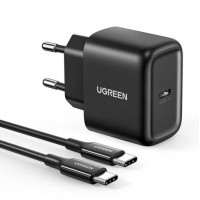  Lādētājs Ugreen CD250 USB-C 25W + USB-C kabelis 2.0m black 